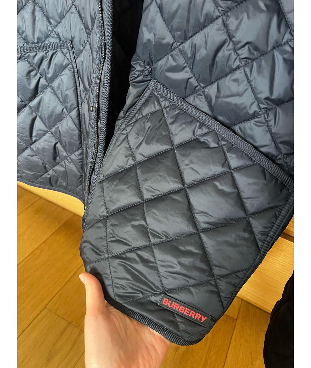 BURBERRY Темно-синяя полиэстеровая куртка, фото 8