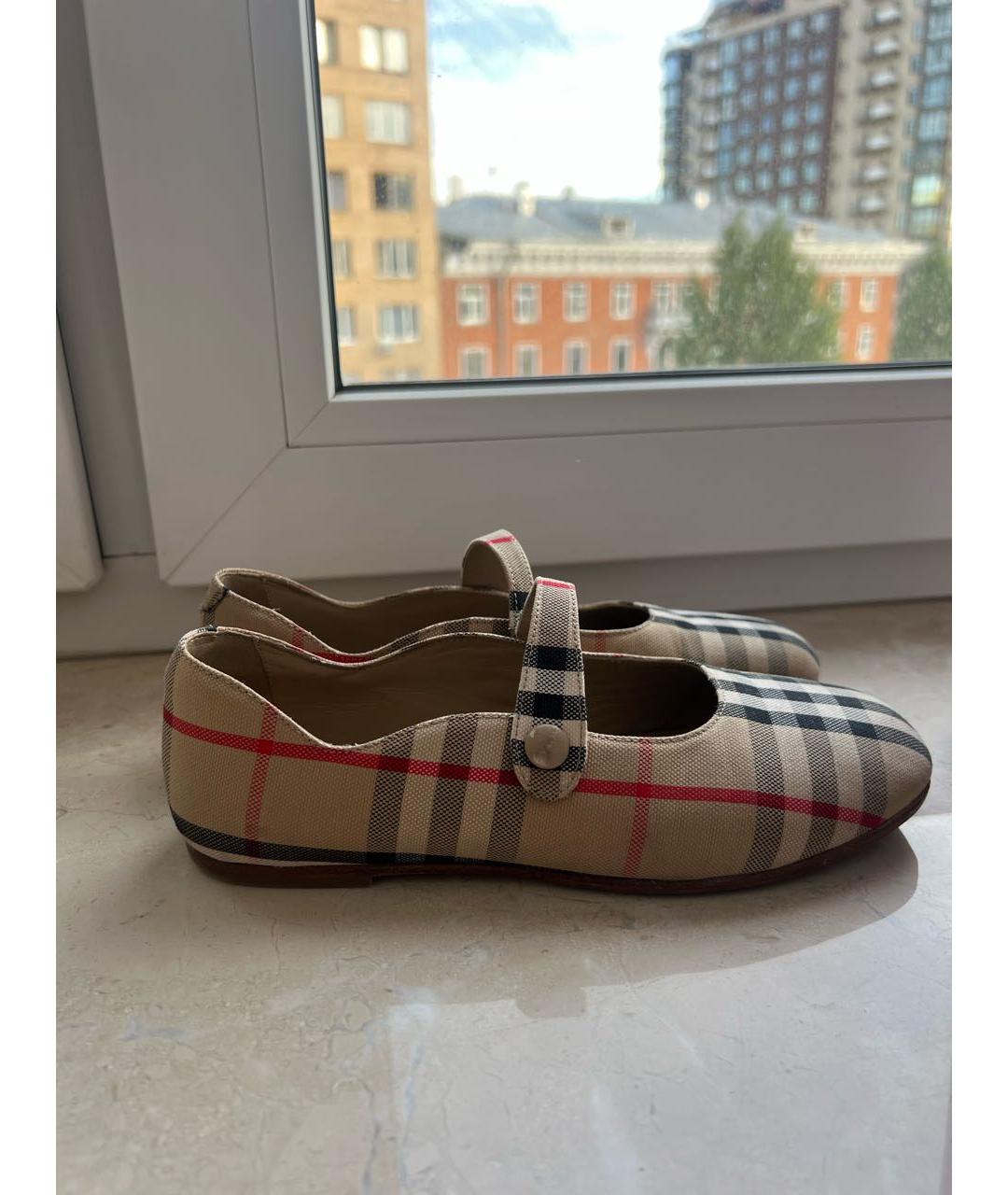 BURBERRY KIDS Бежевые текстильные балетки, фото 6