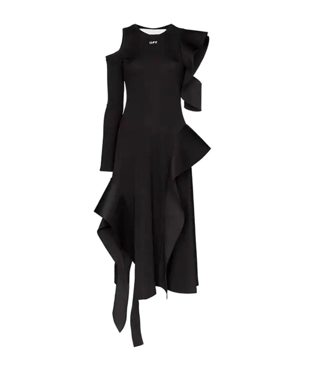 OFF-WHITE Черное вискозное коктейльное платье, фото 1