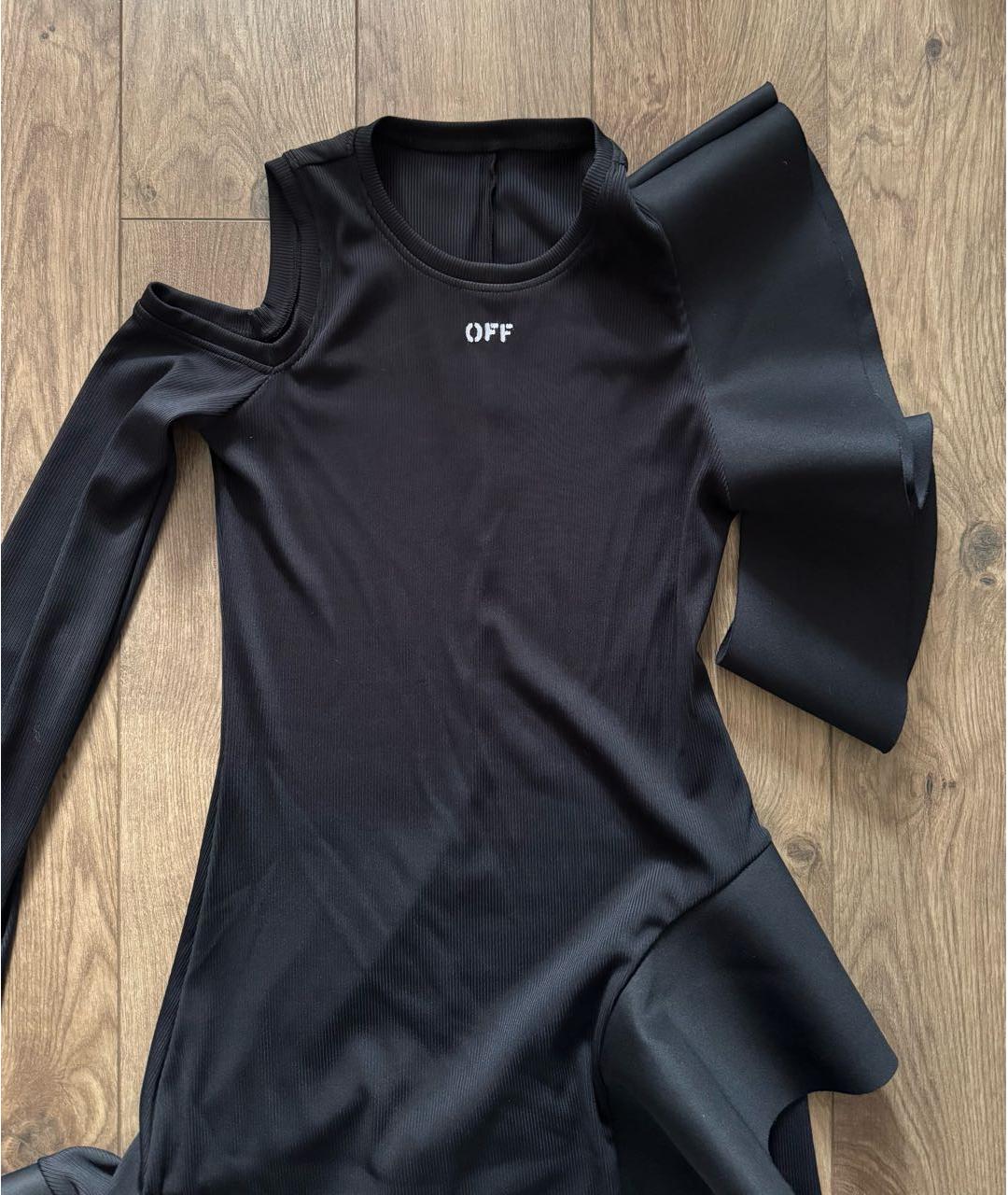 OFF-WHITE Черное вискозное коктейльное платье, фото 4