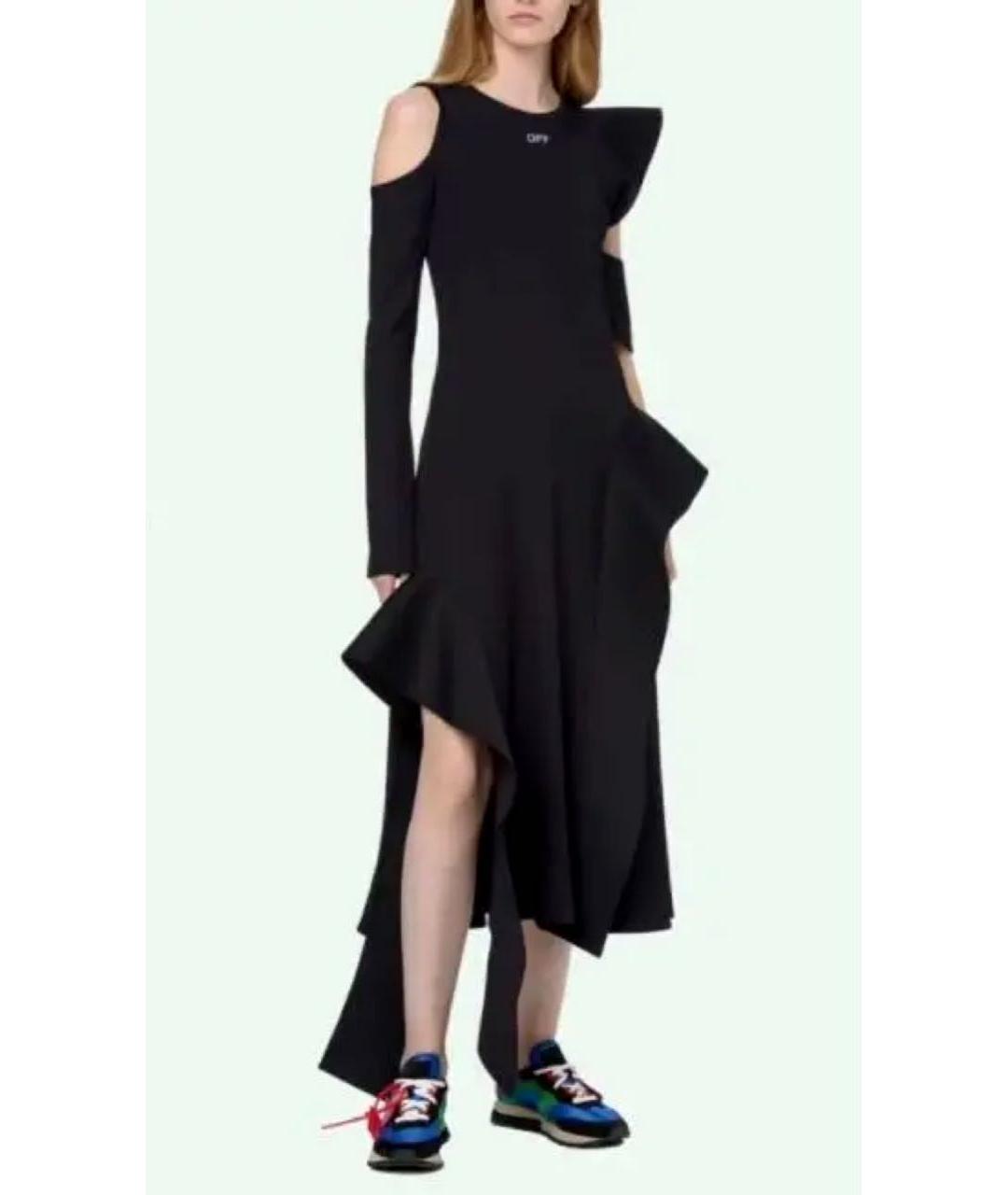 OFF-WHITE Черное вискозное коктейльное платье, фото 2