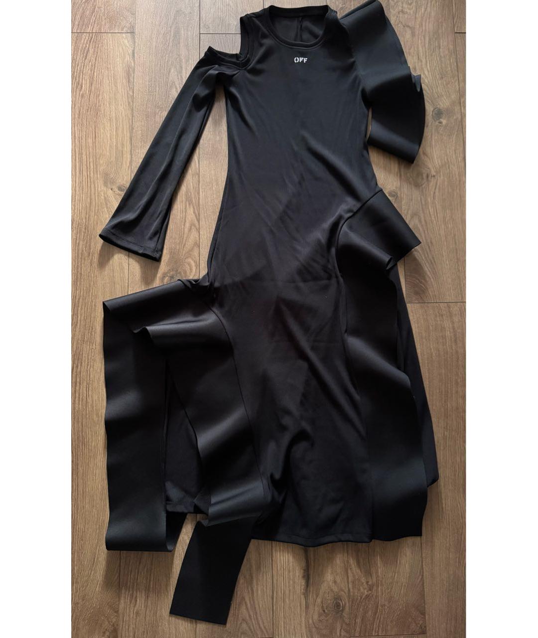 OFF-WHITE Черное вискозное коктейльное платье, фото 3