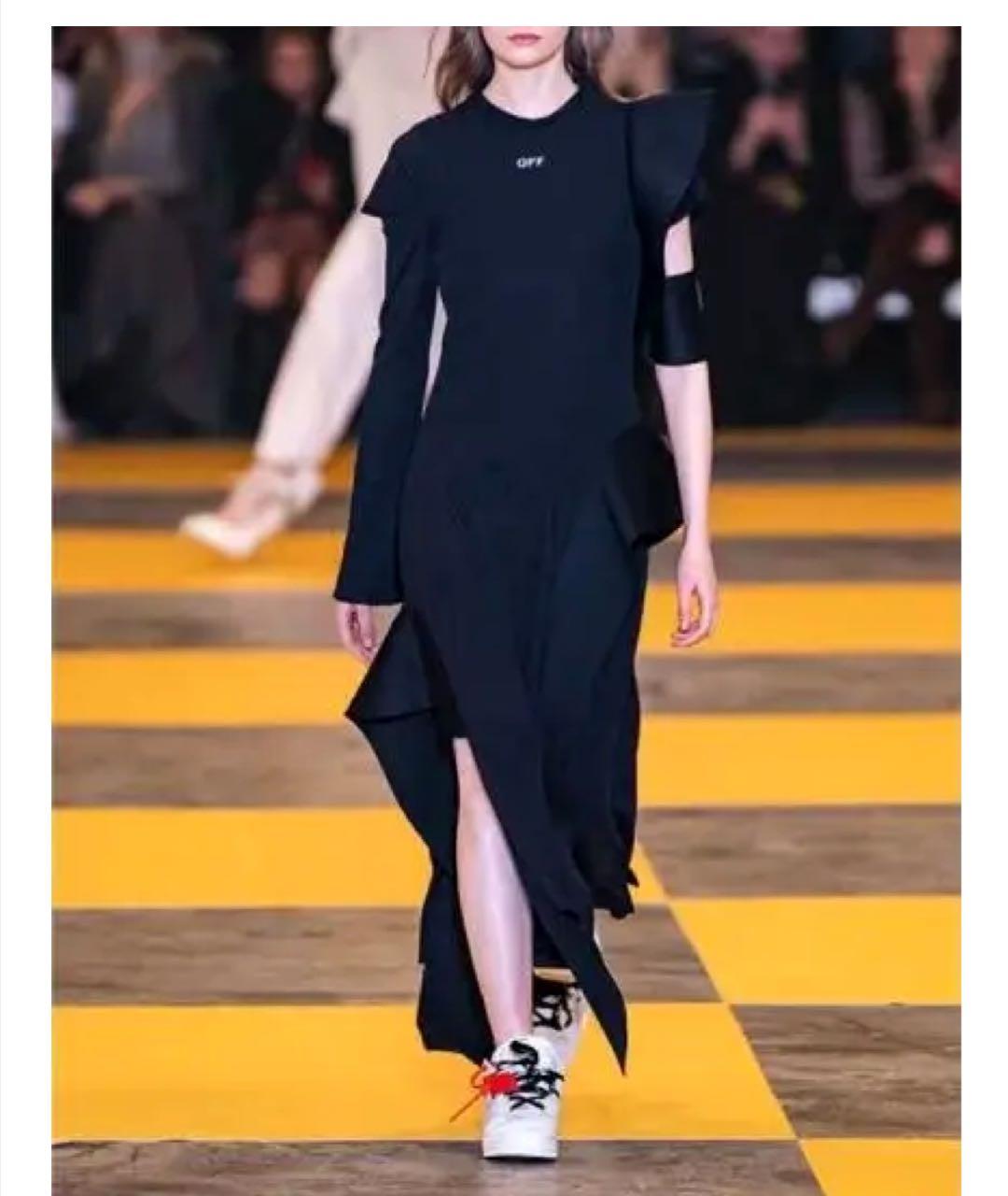 OFF-WHITE Черное вискозное коктейльное платье, фото 6
