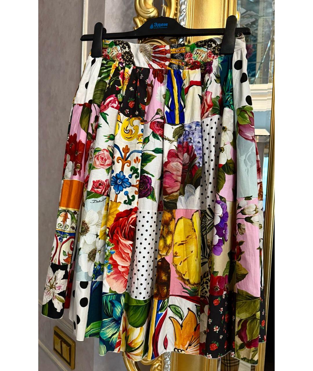 DOLCE&GABBANA Мульти хлопковая юбка миди, фото 2