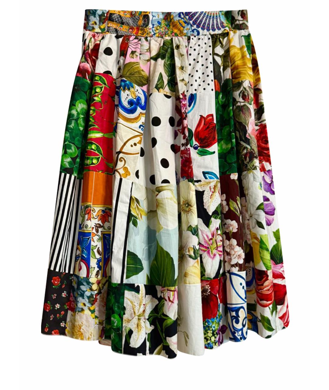 DOLCE&GABBANA Мульти хлопковая юбка миди, фото 1