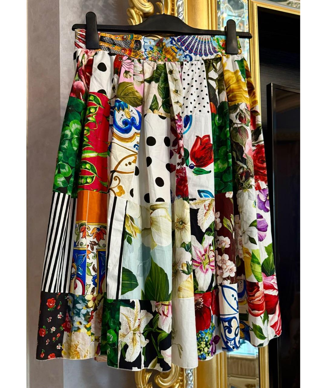 DOLCE&GABBANA Мульти хлопковая юбка миди, фото 8