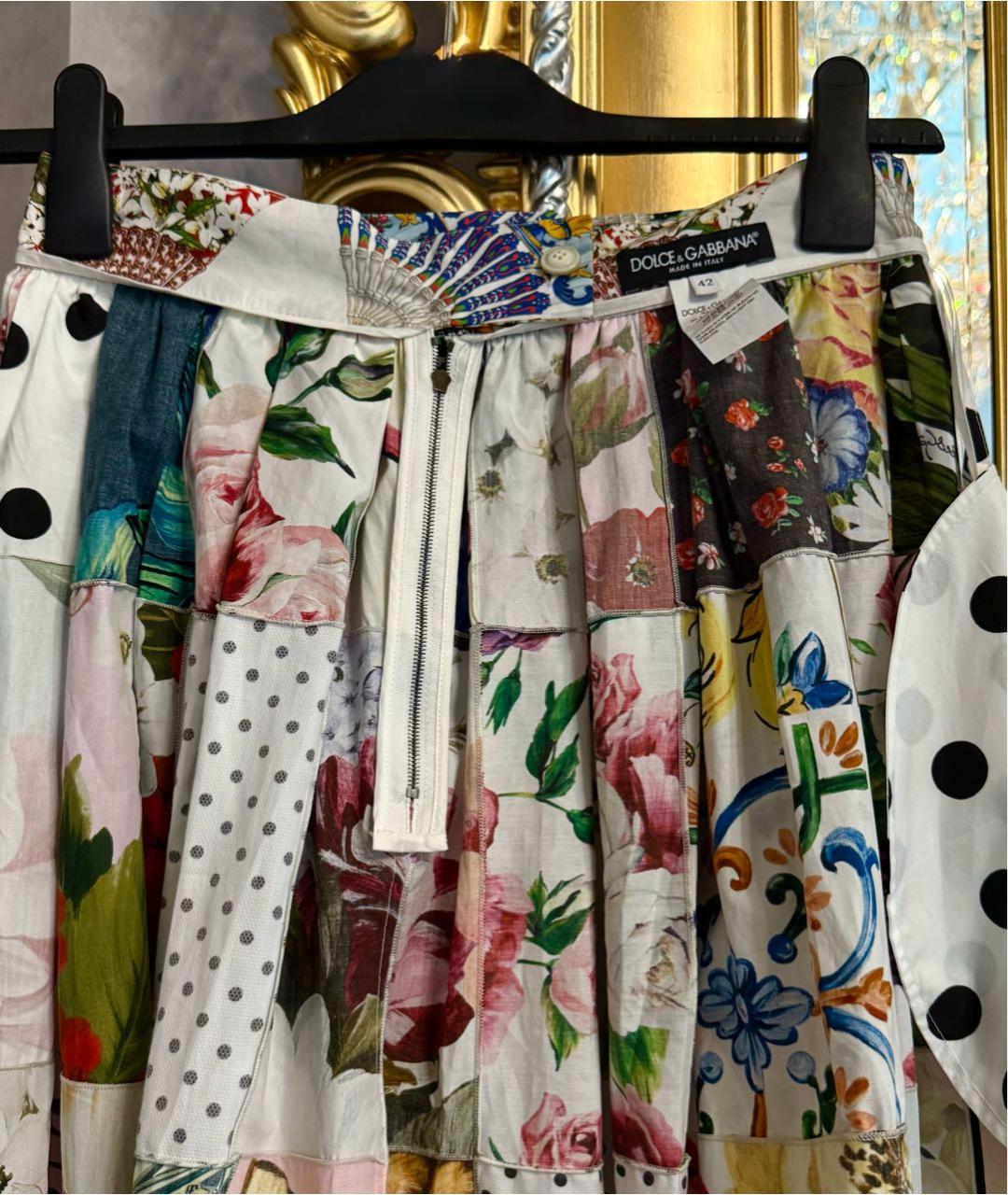 DOLCE&GABBANA Мульти хлопковая юбка миди, фото 3