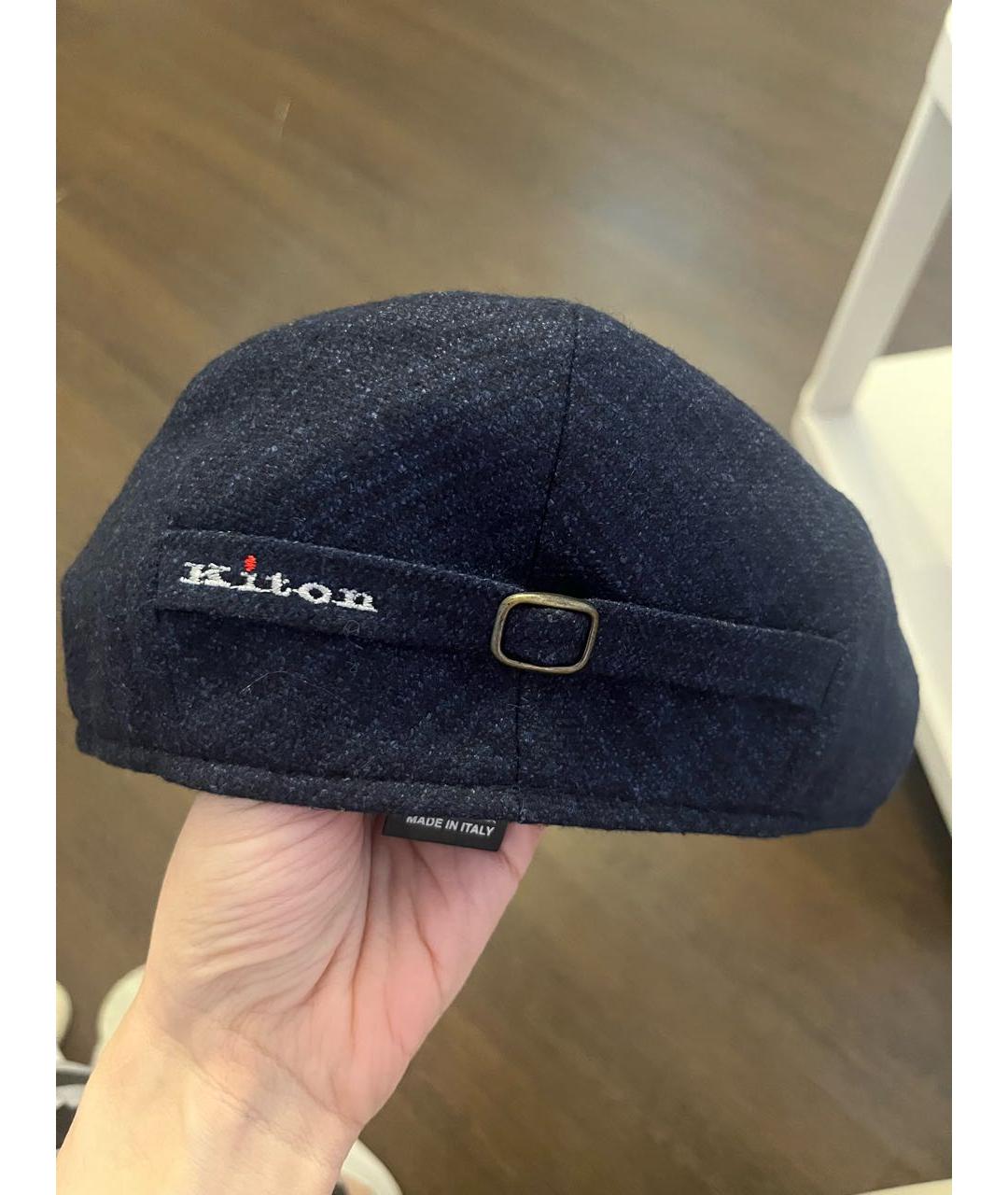 KITON Темно-синяя шерстяная кепка/бейсболка, фото 3