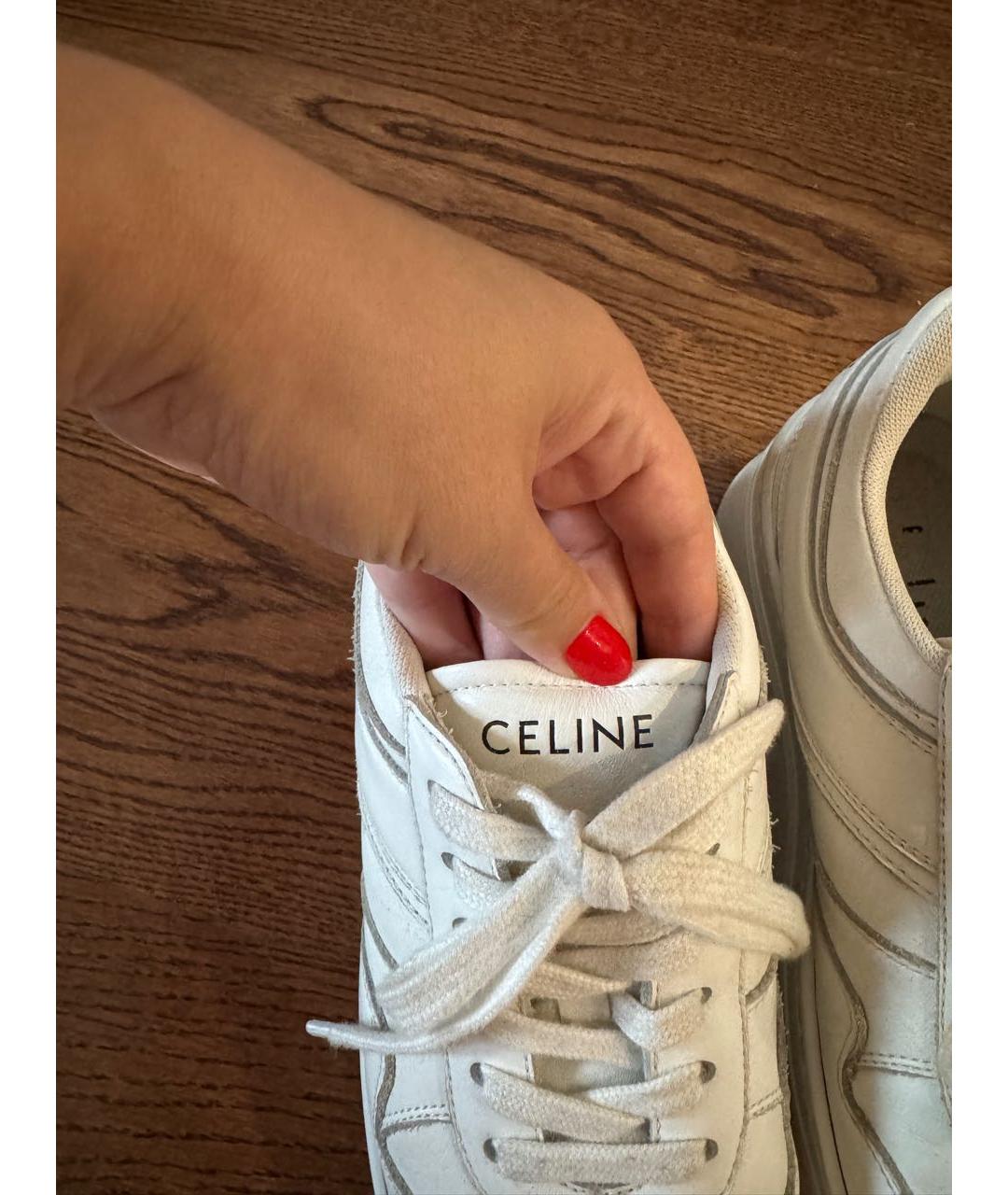 CELINE Белые кожаные кроссовки, фото 5