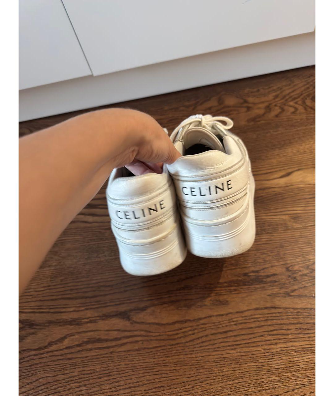 CELINE Белые кожаные кроссовки, фото 4