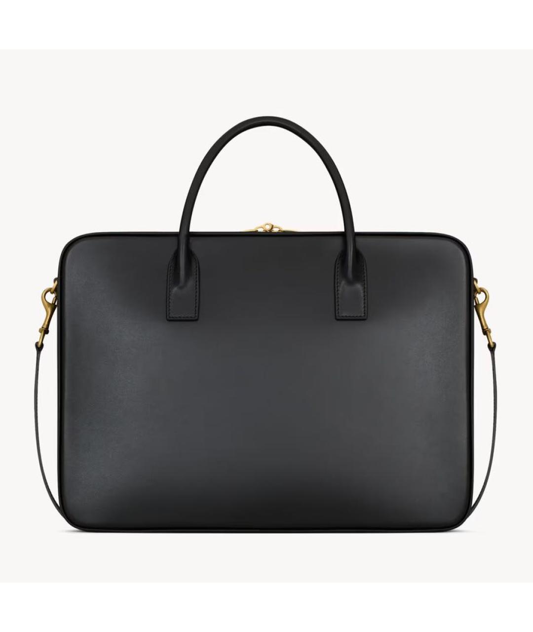 SAINT LAURENT Черный кожаный портфель, фото 2