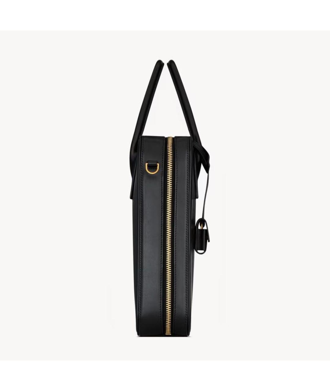 SAINT LAURENT Черный кожаный портфель, фото 3