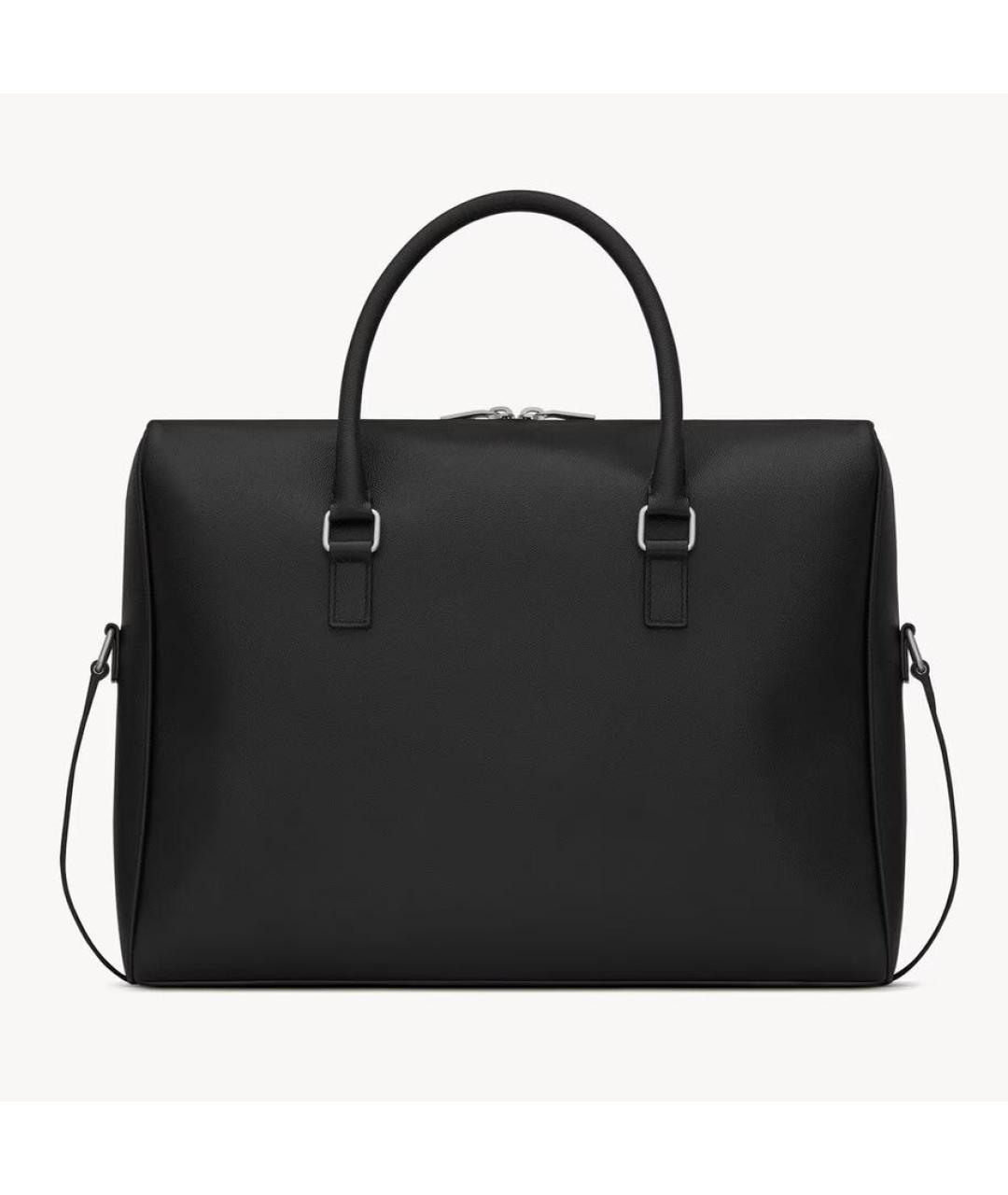 SAINT LAURENT Черный кожаный портфель, фото 2