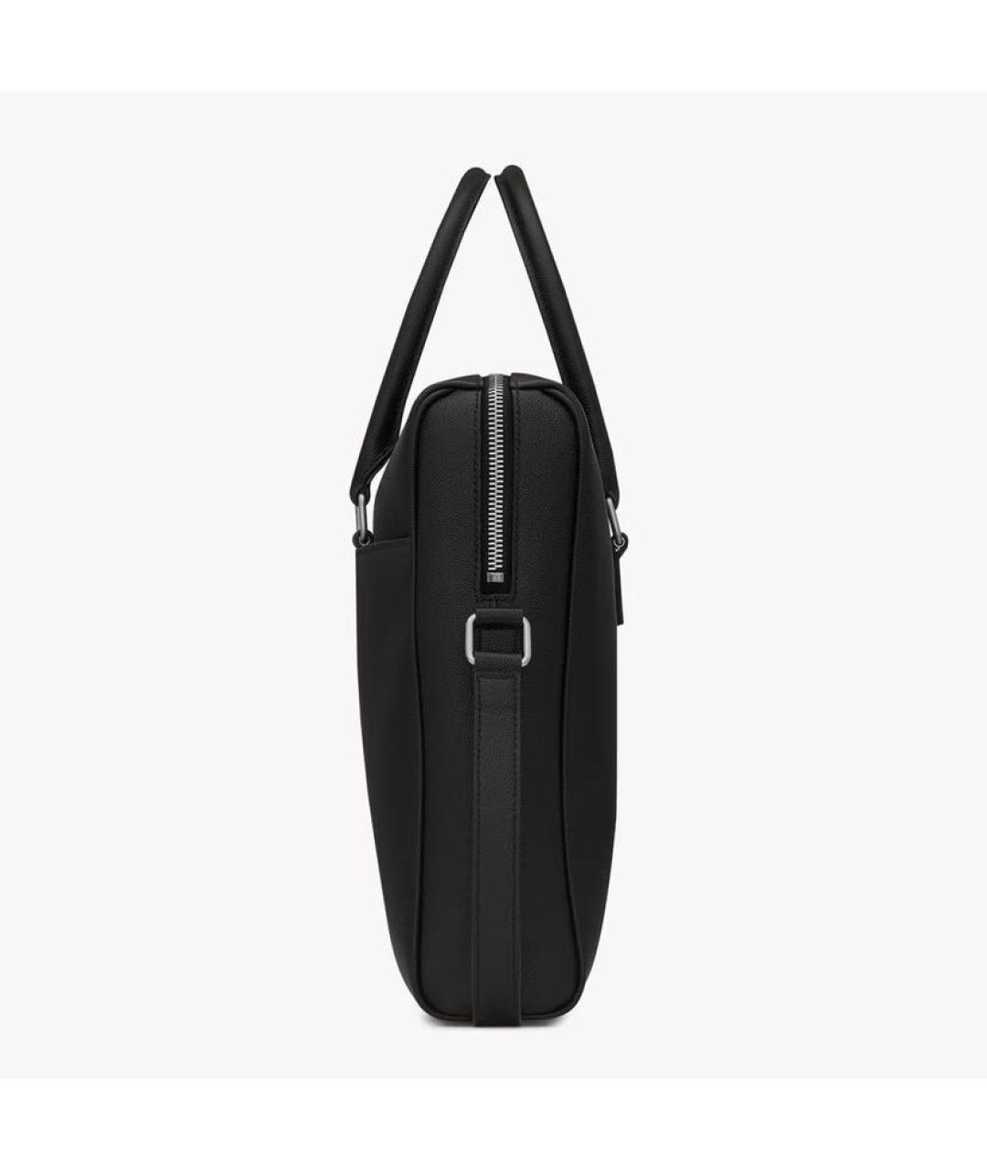 SAINT LAURENT Черный кожаный портфель, фото 3