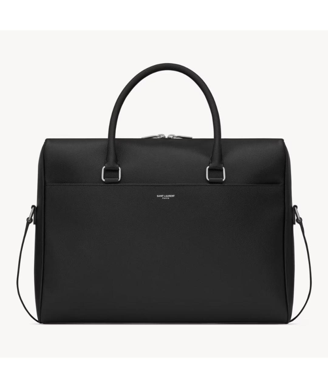 SAINT LAURENT Черный кожаный портфель, фото 5