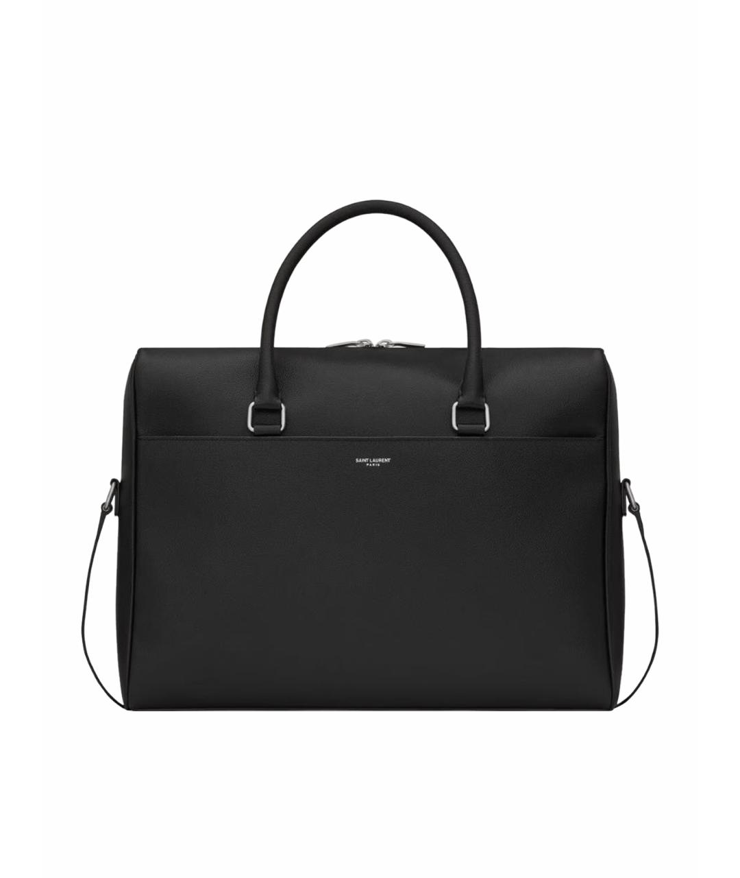 SAINT LAURENT Черный кожаный портфель, фото 1