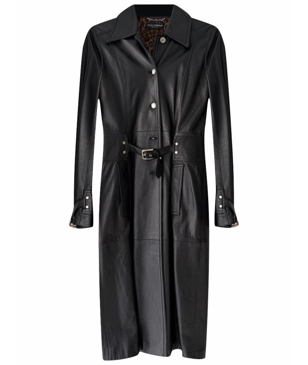 DOLCE&GABBANA Черный кожаный тренч/плащ, фото 1