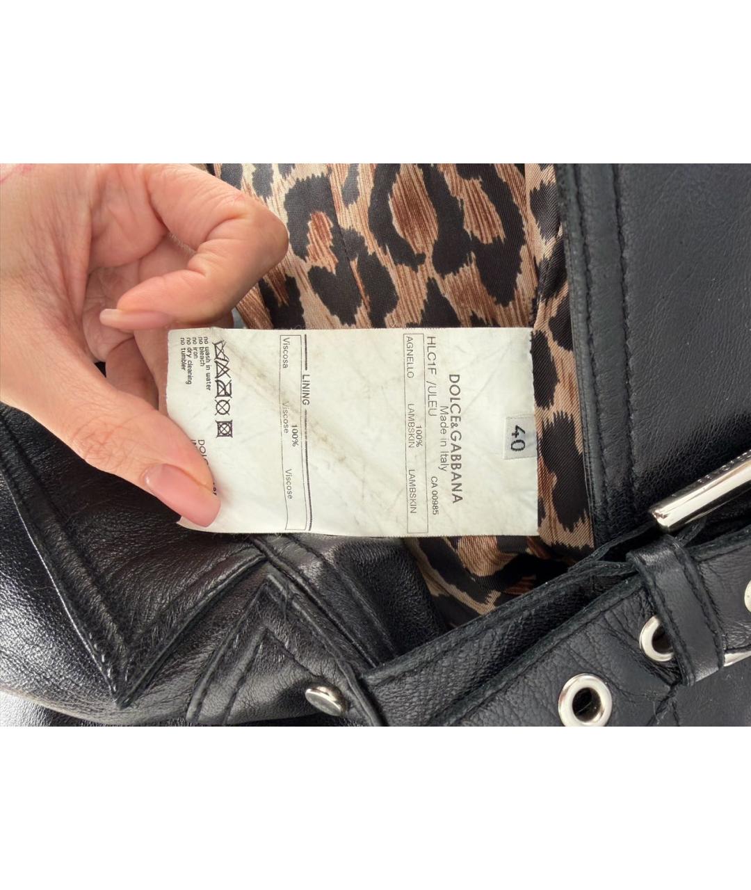 DOLCE&GABBANA Черный кожаный тренч/плащ, фото 6