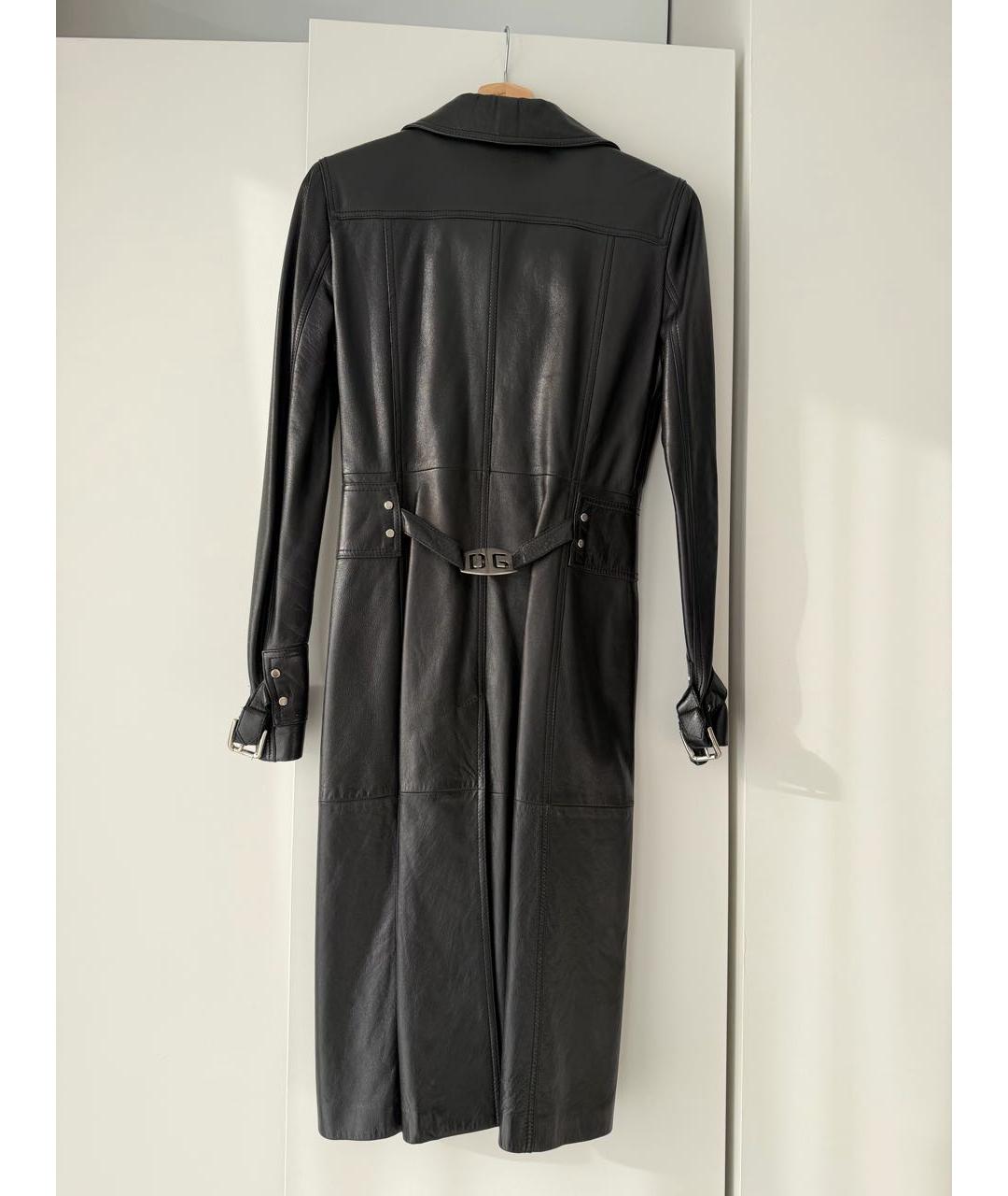 DOLCE&GABBANA Черный кожаный тренч/плащ, фото 2