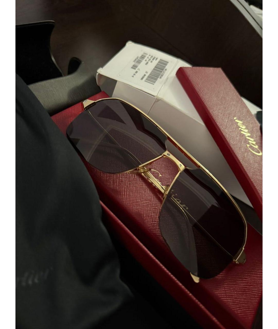 CARTIER Золотые металлические солнцезащитные очки, фото 8