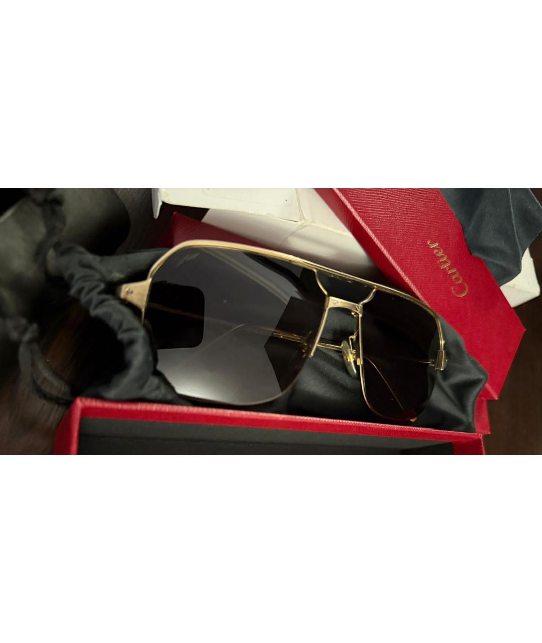 CARTIER Золотые металлические солнцезащитные очки, фото 3