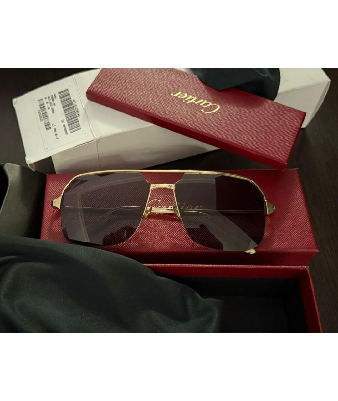 CARTIER Золотые металлические солнцезащитные очки, фото 2