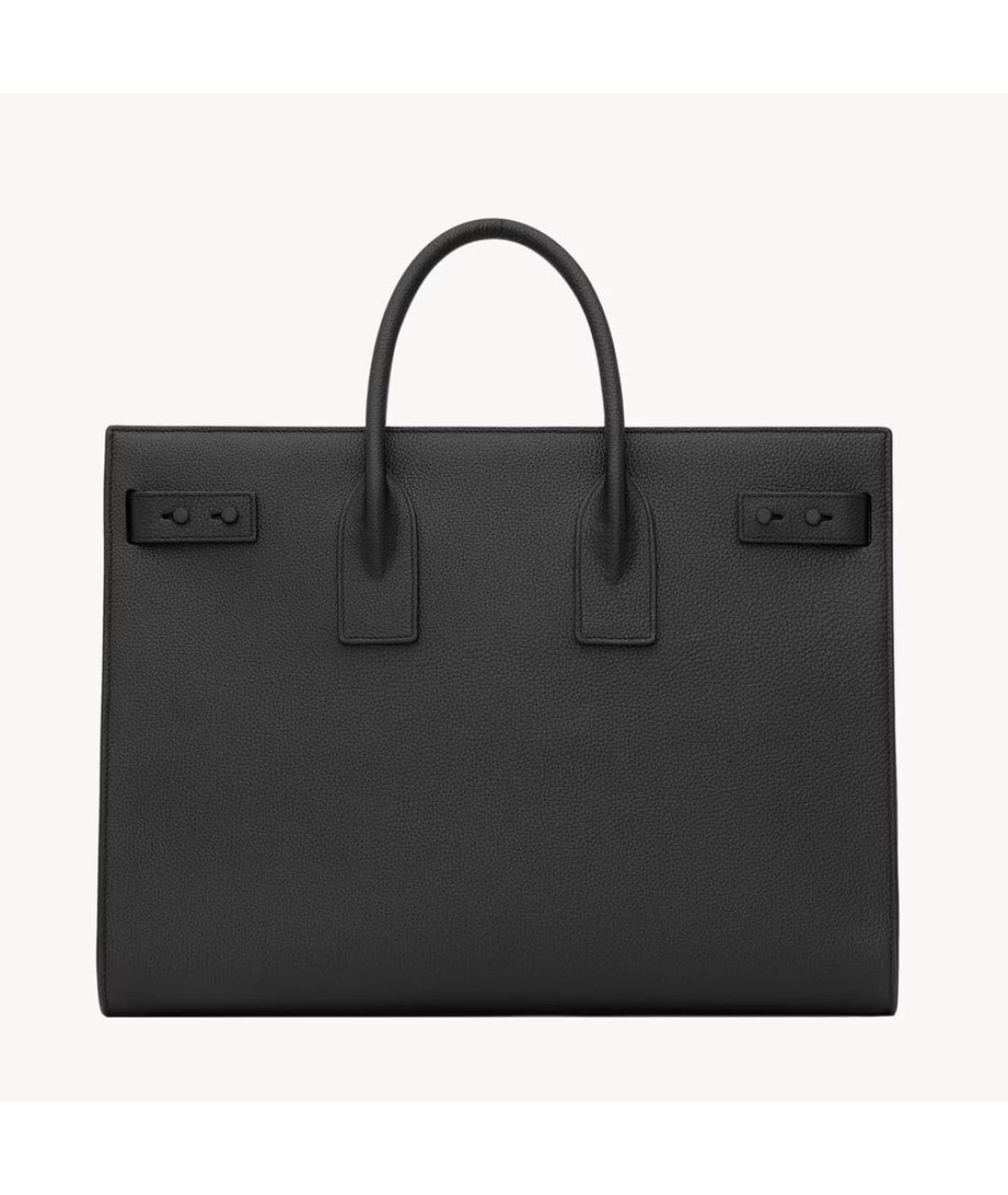 SAINT LAURENT Черная кожаная сумка тоут, фото 2