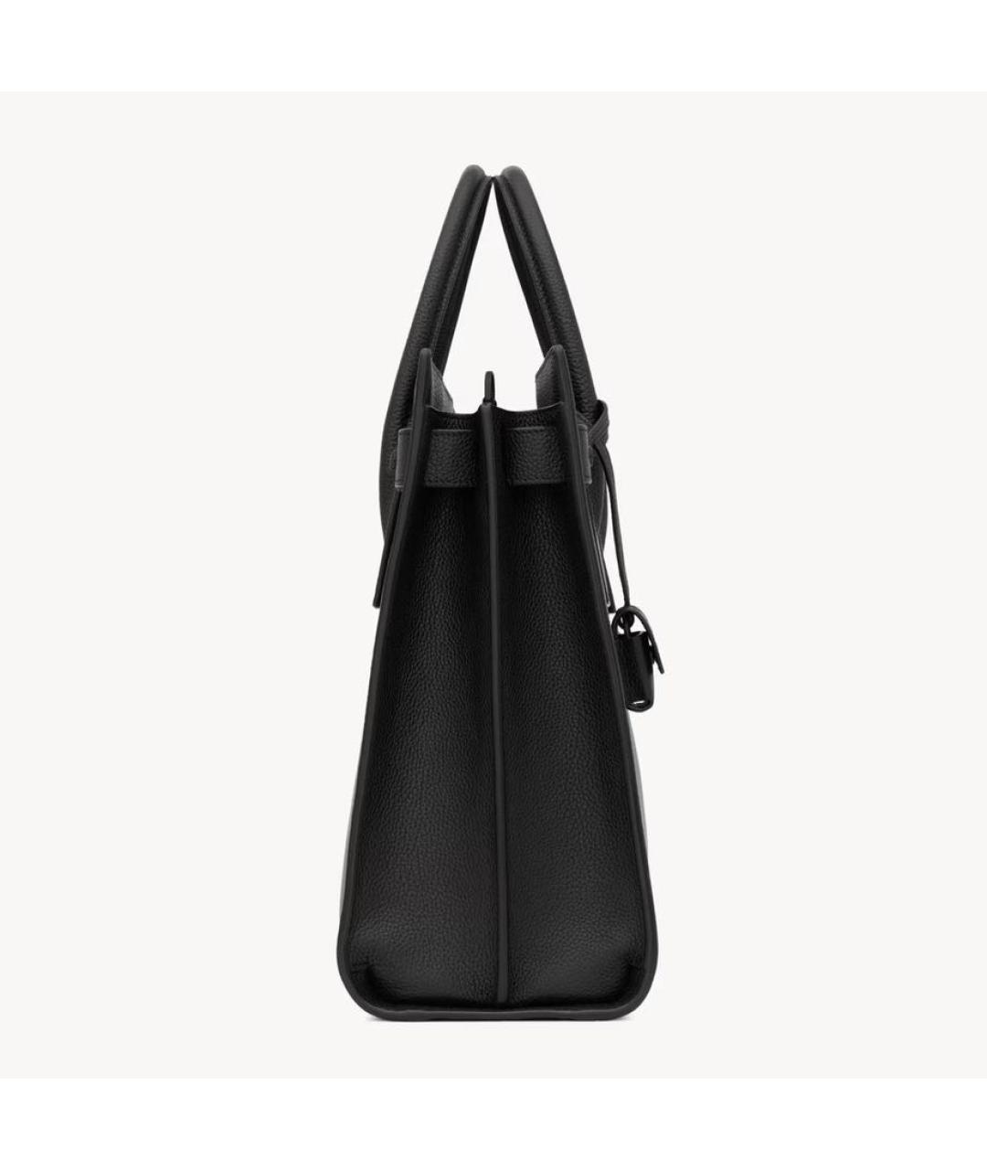 SAINT LAURENT Черная кожаная сумка тоут, фото 3