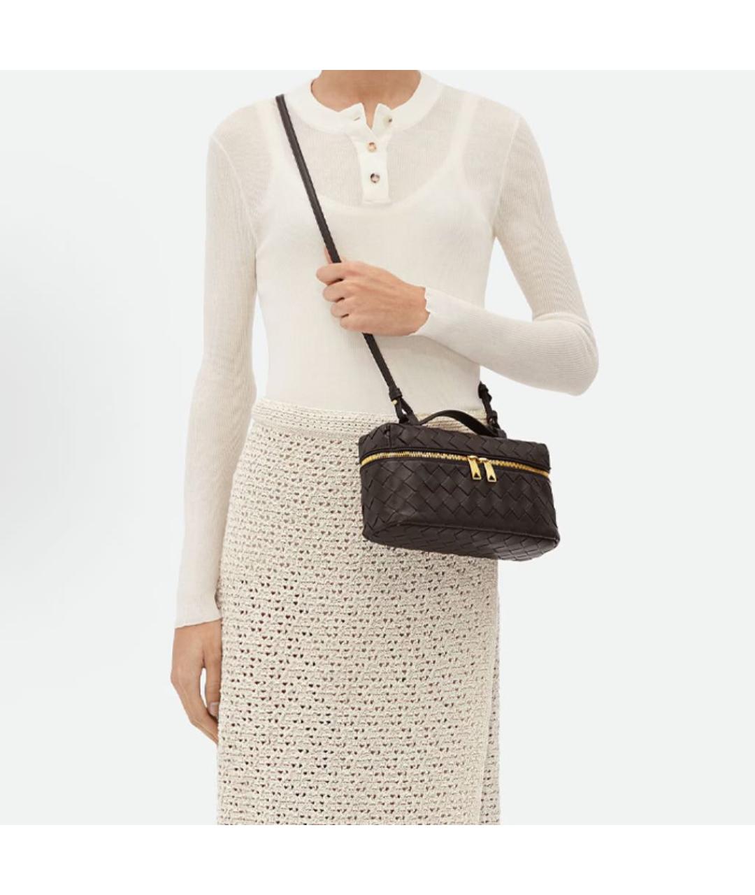 BOTTEGA VENETA Черная кожаная сумка с короткими ручками, фото 5
