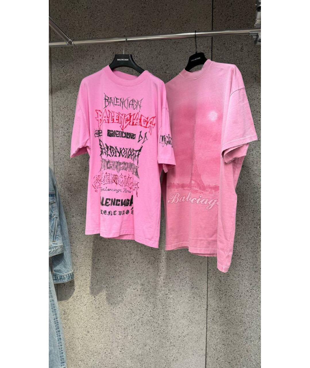 BALENCIAGA Розовая хлопковая футболка, фото 2