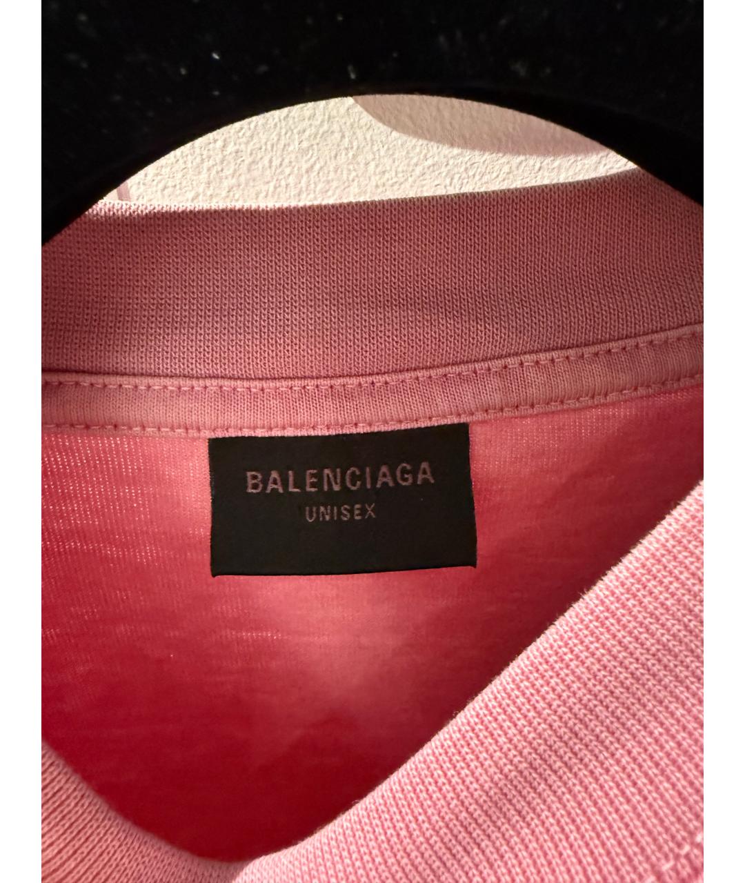 BALENCIAGA Розовая хлопковая футболка, фото 4