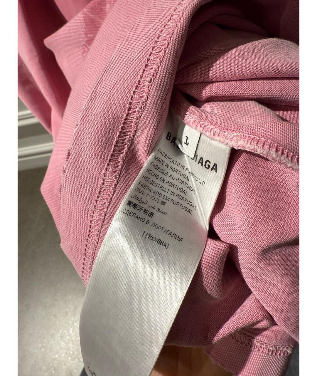 BALENCIAGA Розовая хлопковая футболка, фото 5