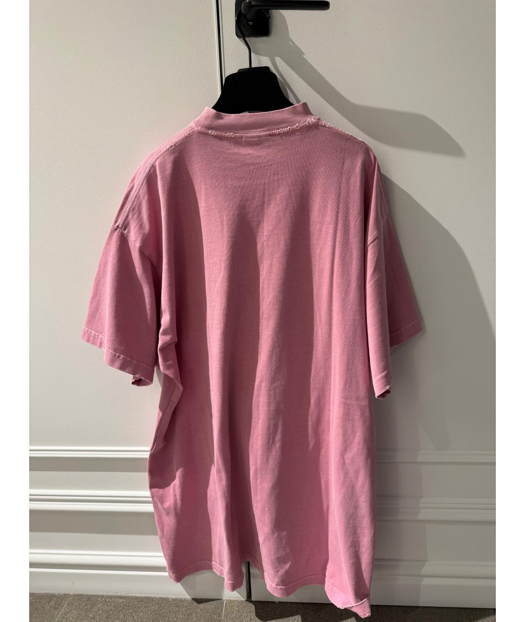 BALENCIAGA Розовая хлопковая футболка, фото 3