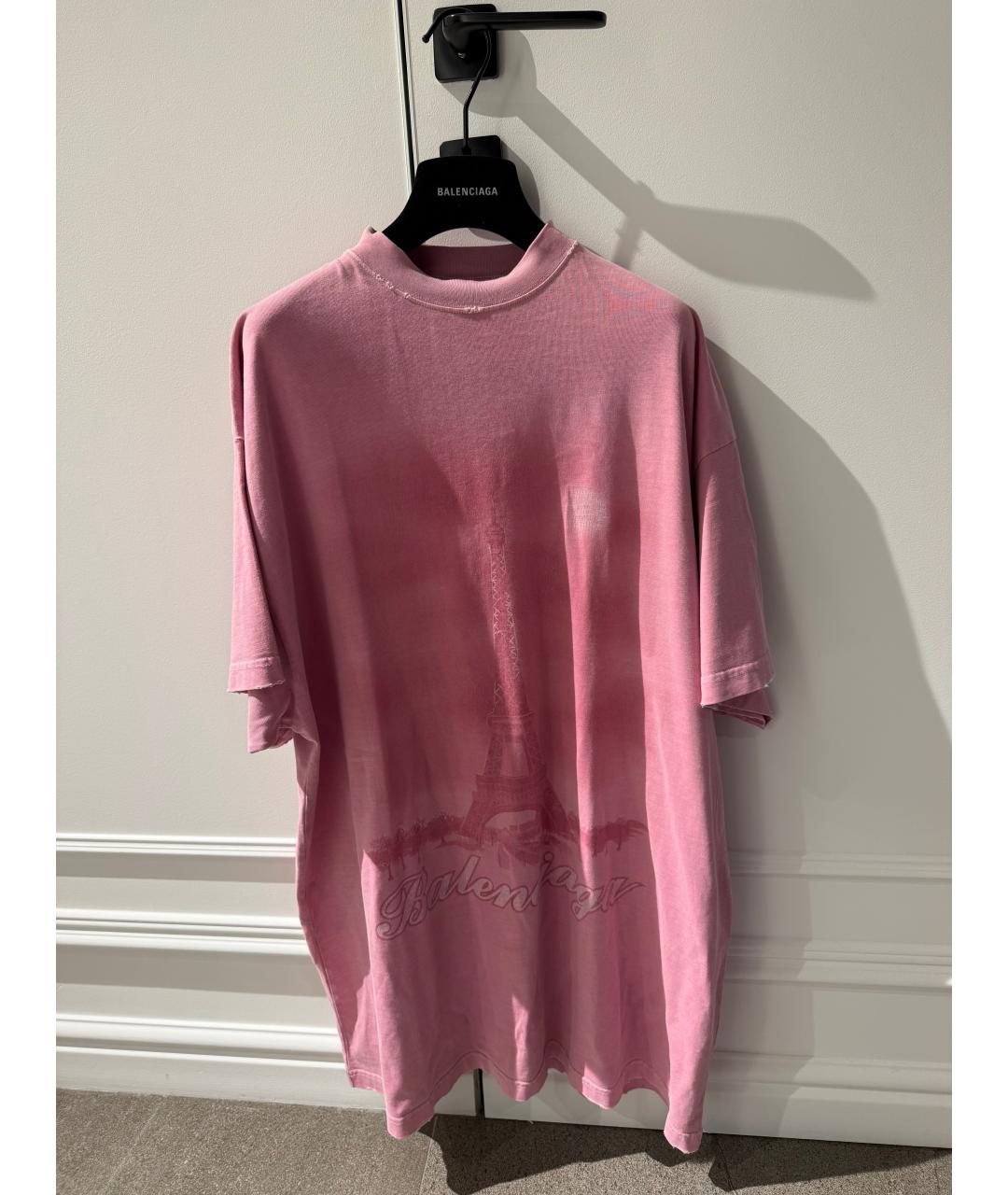 BALENCIAGA Розовая хлопковая футболка, фото 6