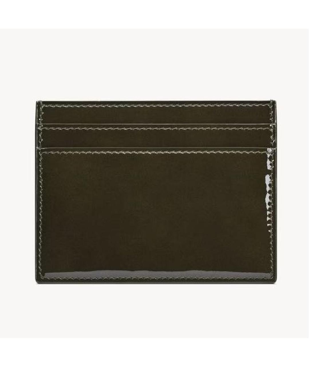 SAINT LAURENT Зеленый кардхолдер из лакированной кожи, фото 2