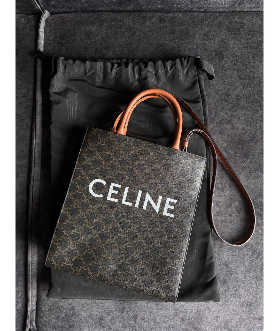 CELINE Коричневая сумка с короткими ручками, фото 4