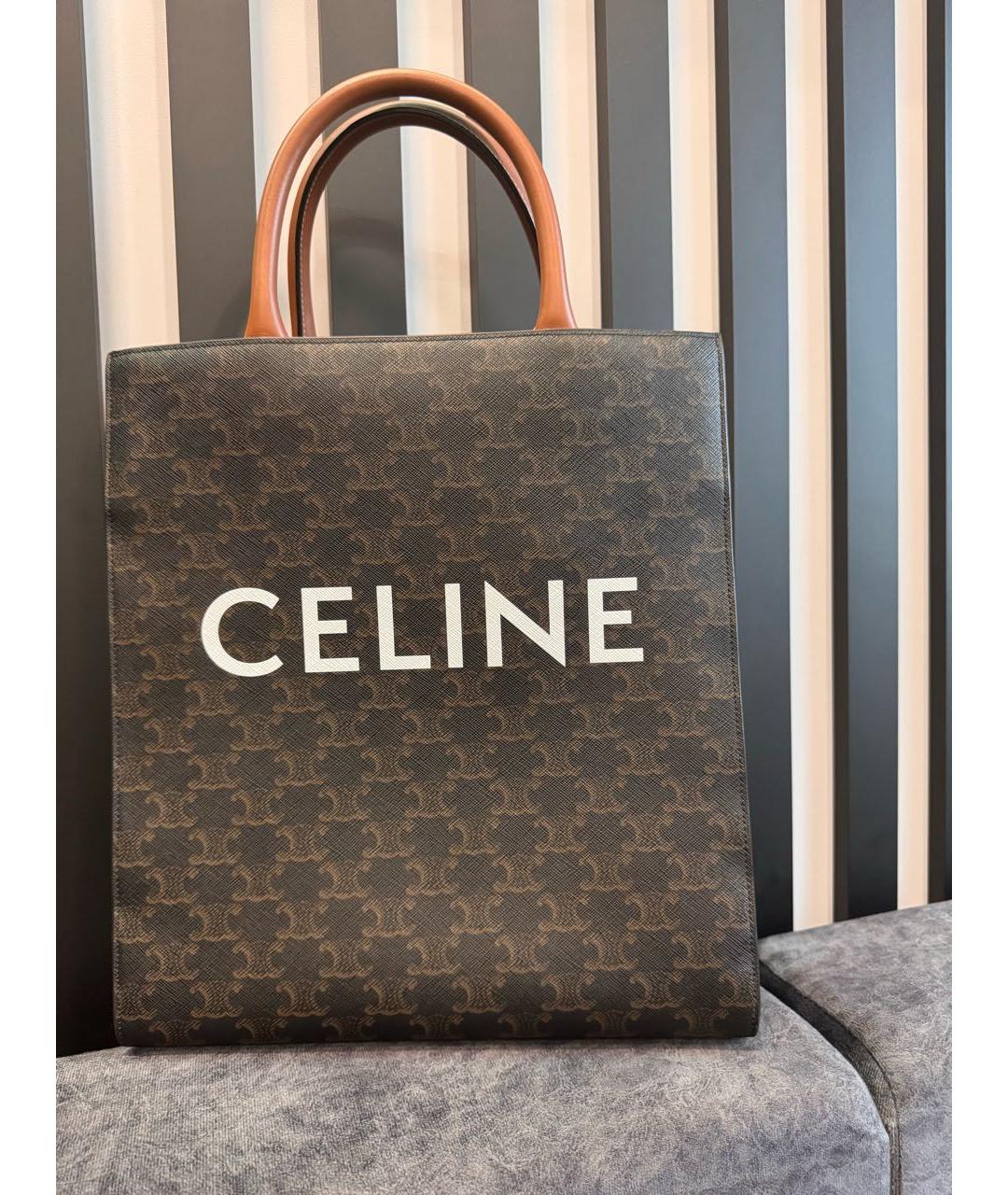 CELINE Коричневая сумка с короткими ручками, фото 3