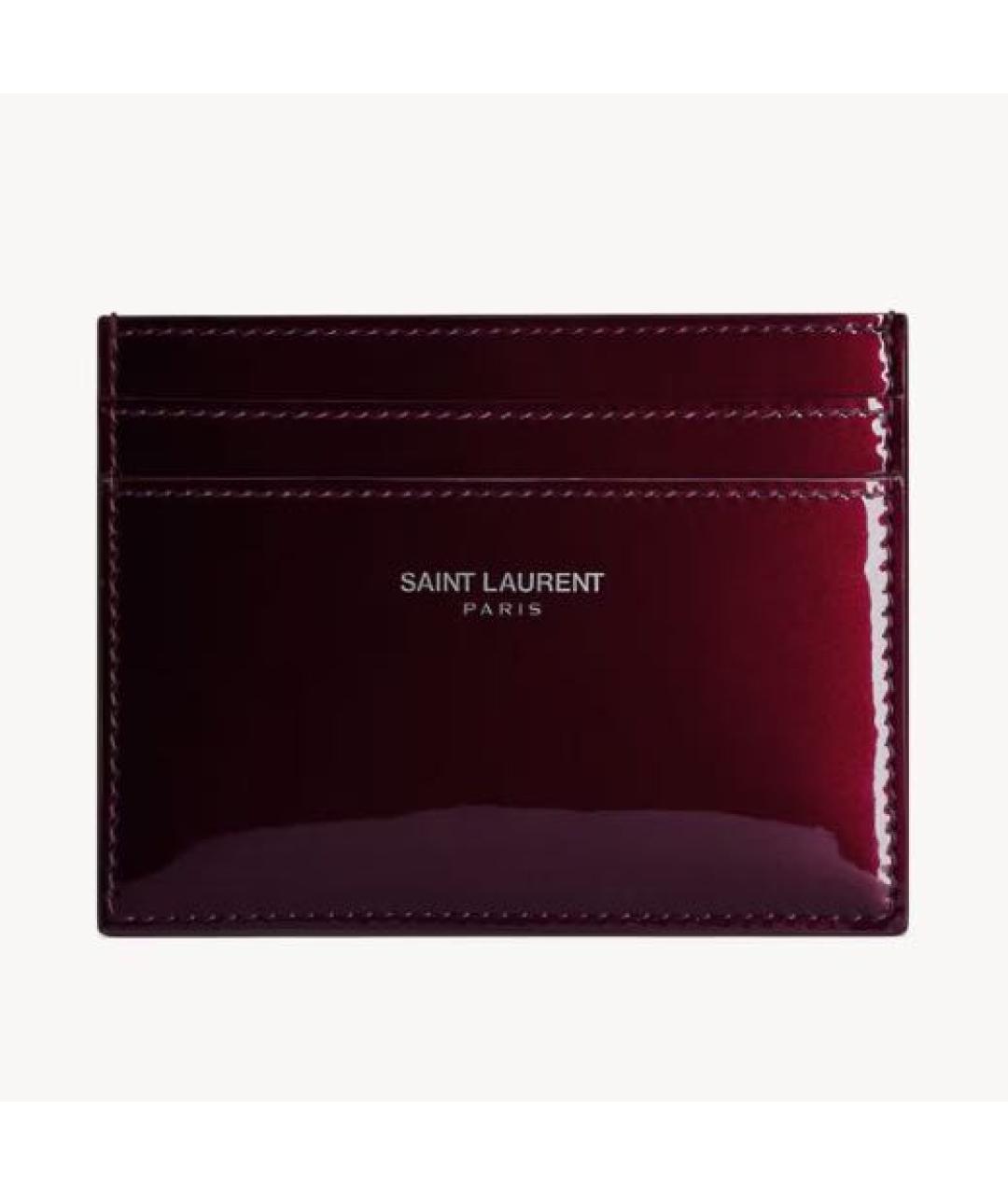 SAINT LAURENT Бордовый кардхолдер из лакированной кожи, фото 3