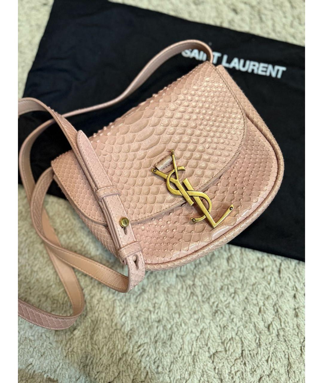 SAINT LAURENT Бежевая сумка через плечо из экзотической кожи, фото 3