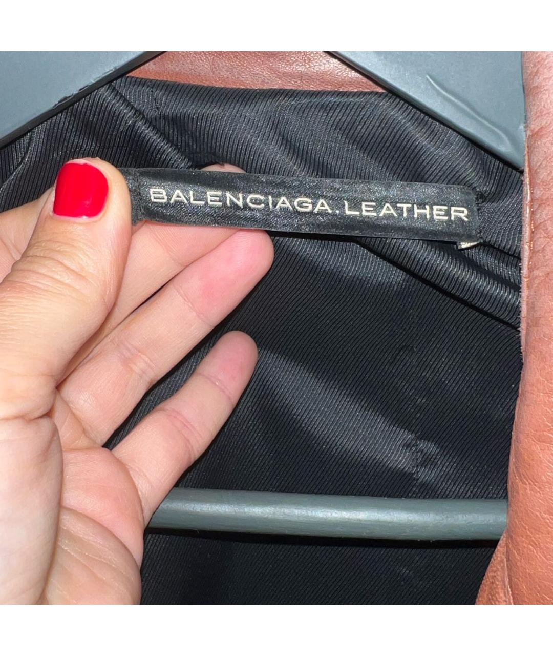 BALENCIAGA Коричневая кожаная куртка, фото 3