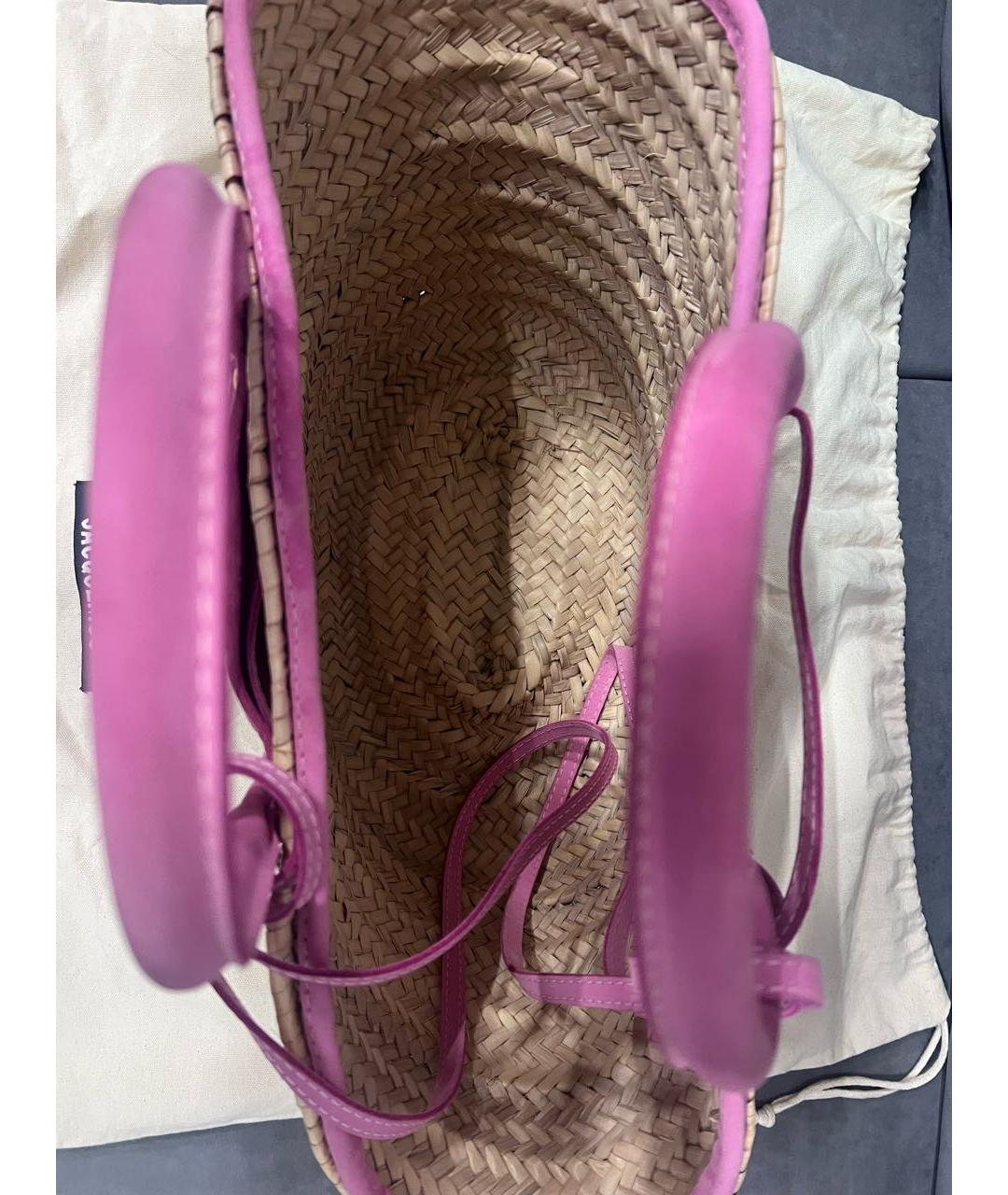 JACQUEMUS Розовая пелетеная пляжная сумка, фото 3