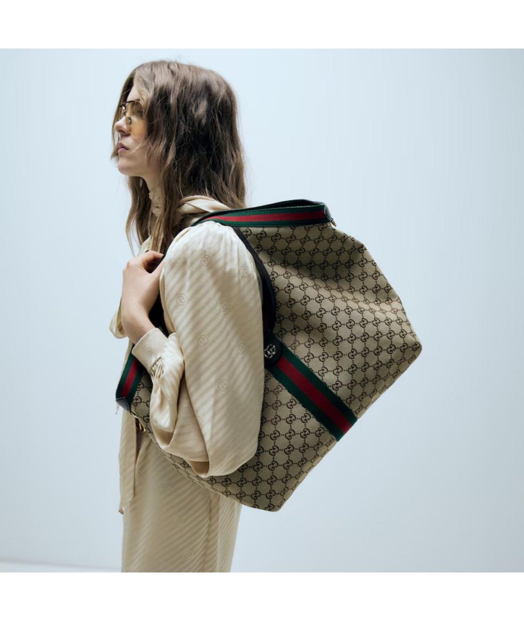 GUCCI Бежевая хлопковая сумка через плечо, фото 4