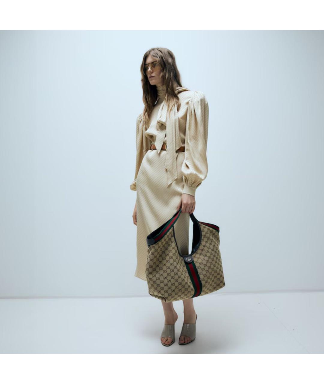 GUCCI Бежевая хлопковая сумка через плечо, фото 3