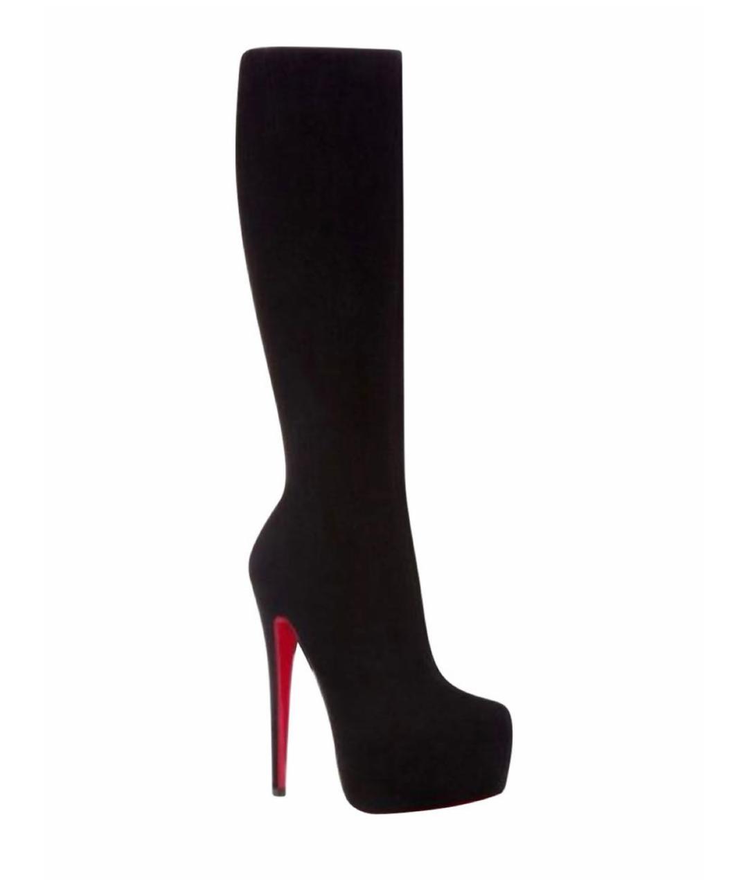 CHRISTIAN LOUBOUTIN Черные замшевые сапоги, фото 1