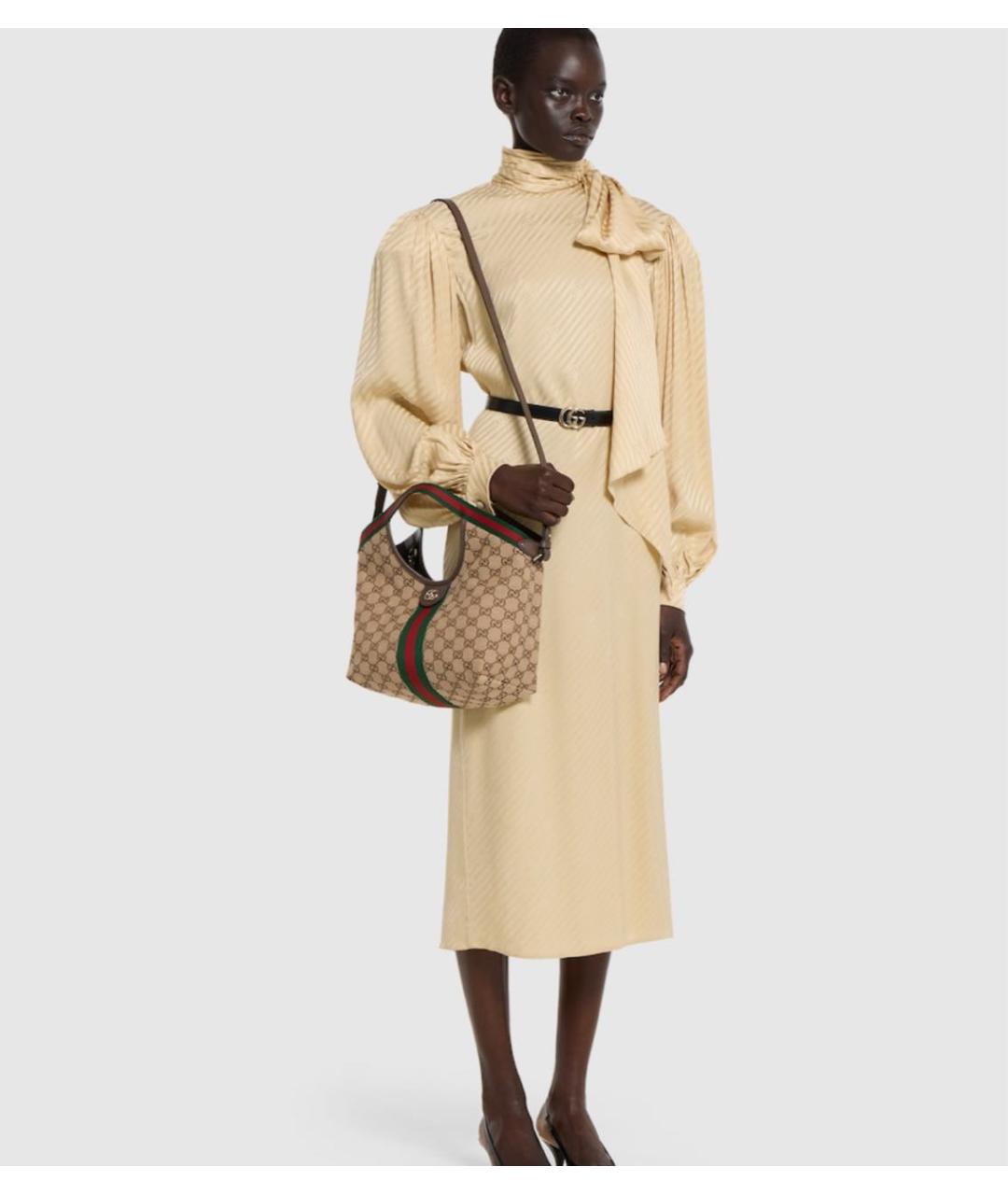 GUCCI Бежевая хлопковая сумка через плечо, фото 4