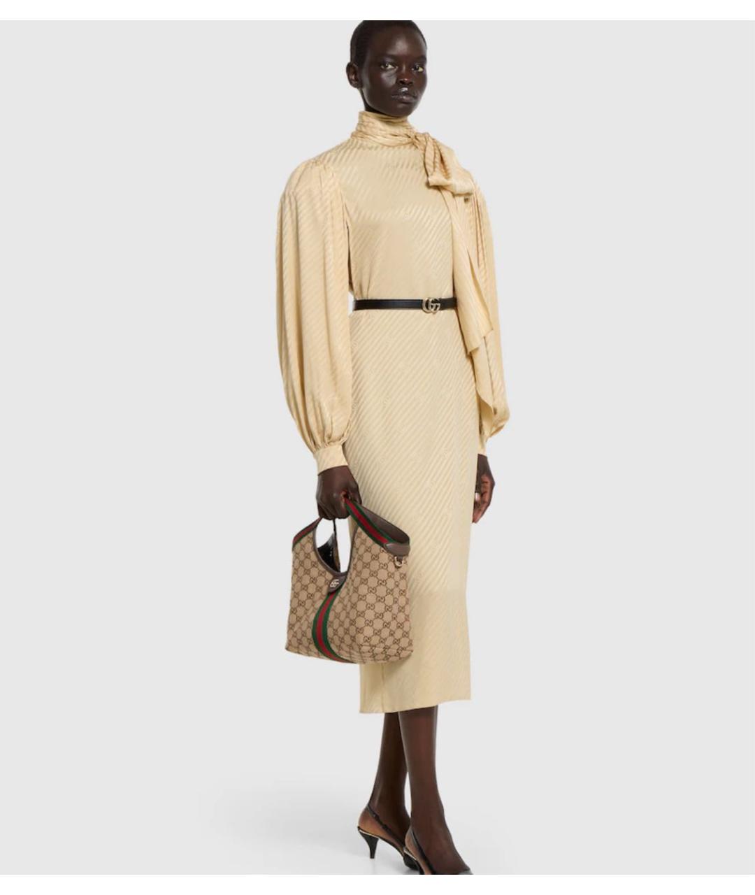 GUCCI Бежевая хлопковая сумка через плечо, фото 3