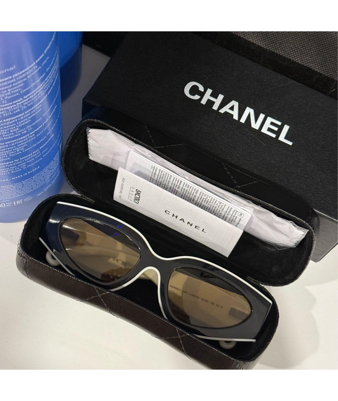 CHANEL Черные пластиковые солнцезащитные очки, фото 2