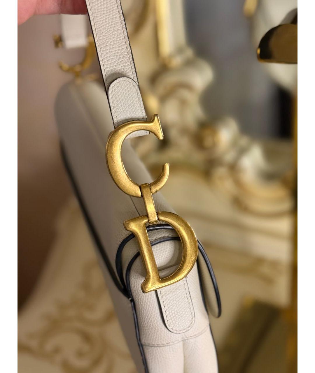 CHRISTIAN DIOR Белая кожаная сумка с короткими ручками, фото 6