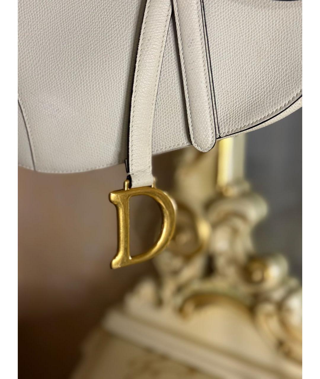 CHRISTIAN DIOR Белая кожаная сумка с короткими ручками, фото 8