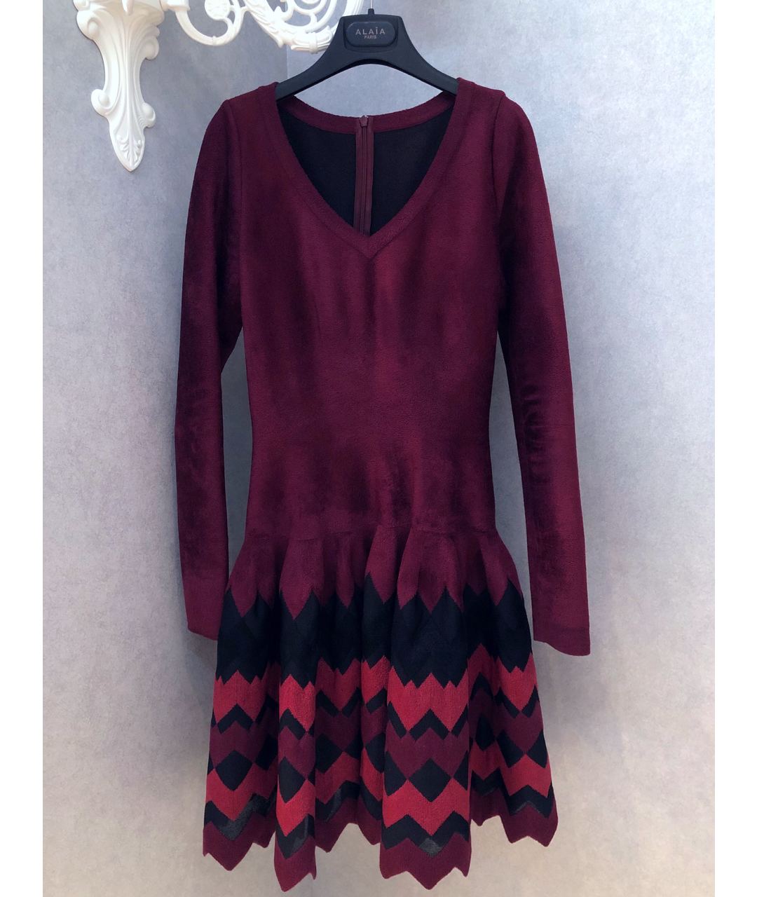 ALAIA Бордовое шелковое коктейльное платье, фото 5